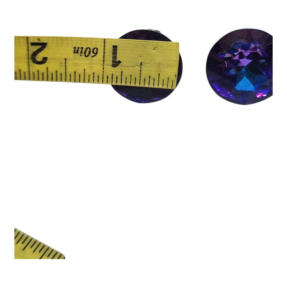 Vintage Swarovski Big Earrings Heliotrope Vitrail Purple Blue Iridescent Giant